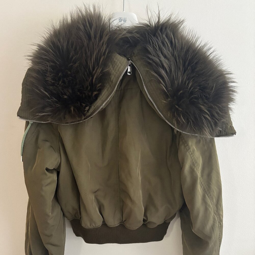 $4000 Juun.J Olive Green N2-B Flight Bomber Jacket Fur Hood - Medium - Large - Picture 7 of 15